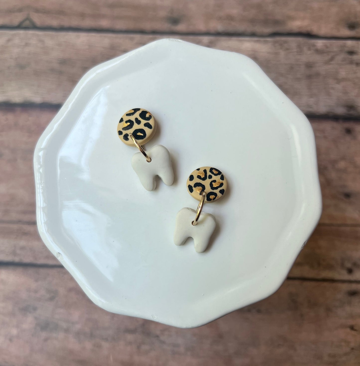Leopard Dainty Tooth Dangles