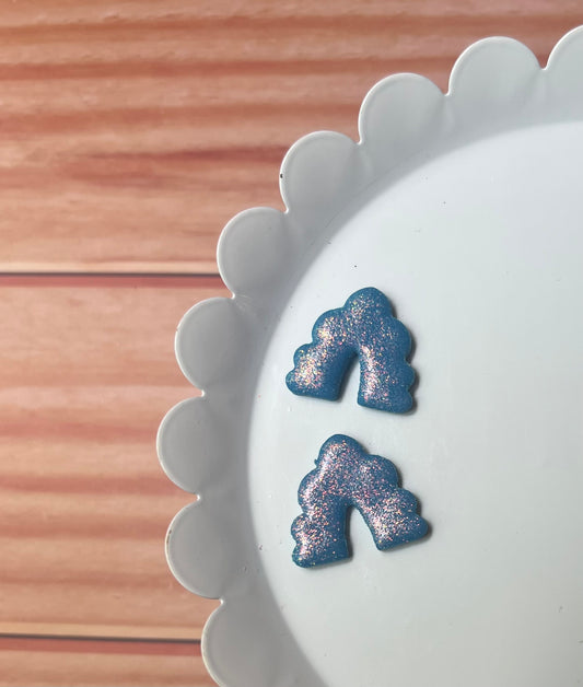 Glitter Arch Studs; Blue