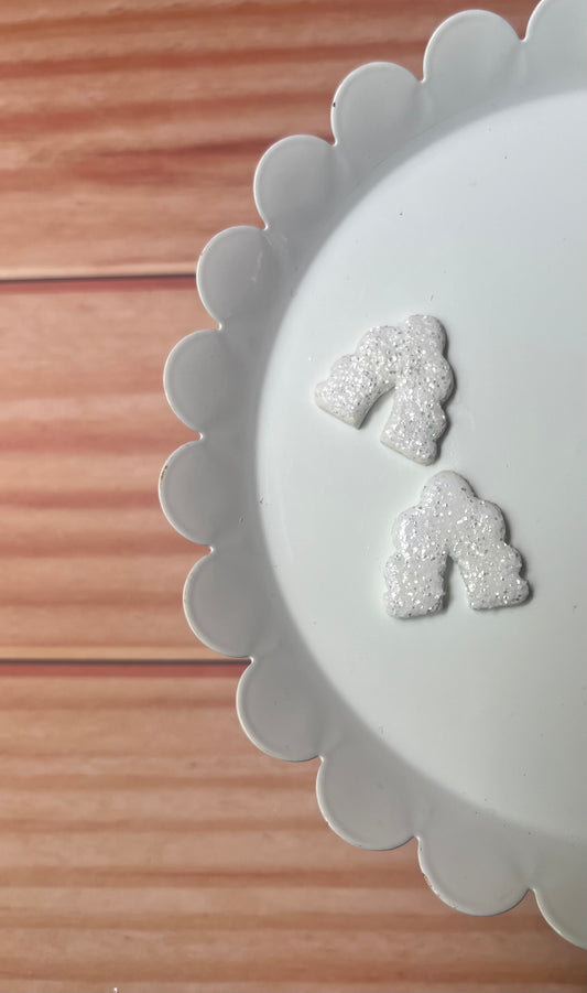 Glitter Arch Studs; White