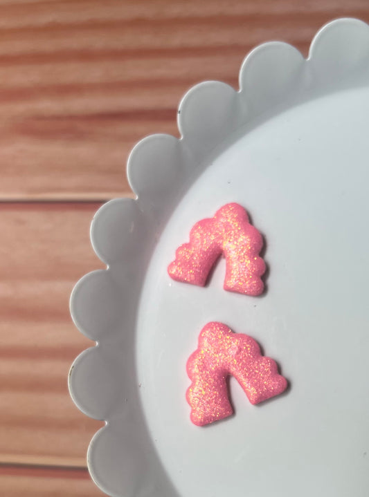 Glitter Arch Studs; Pink