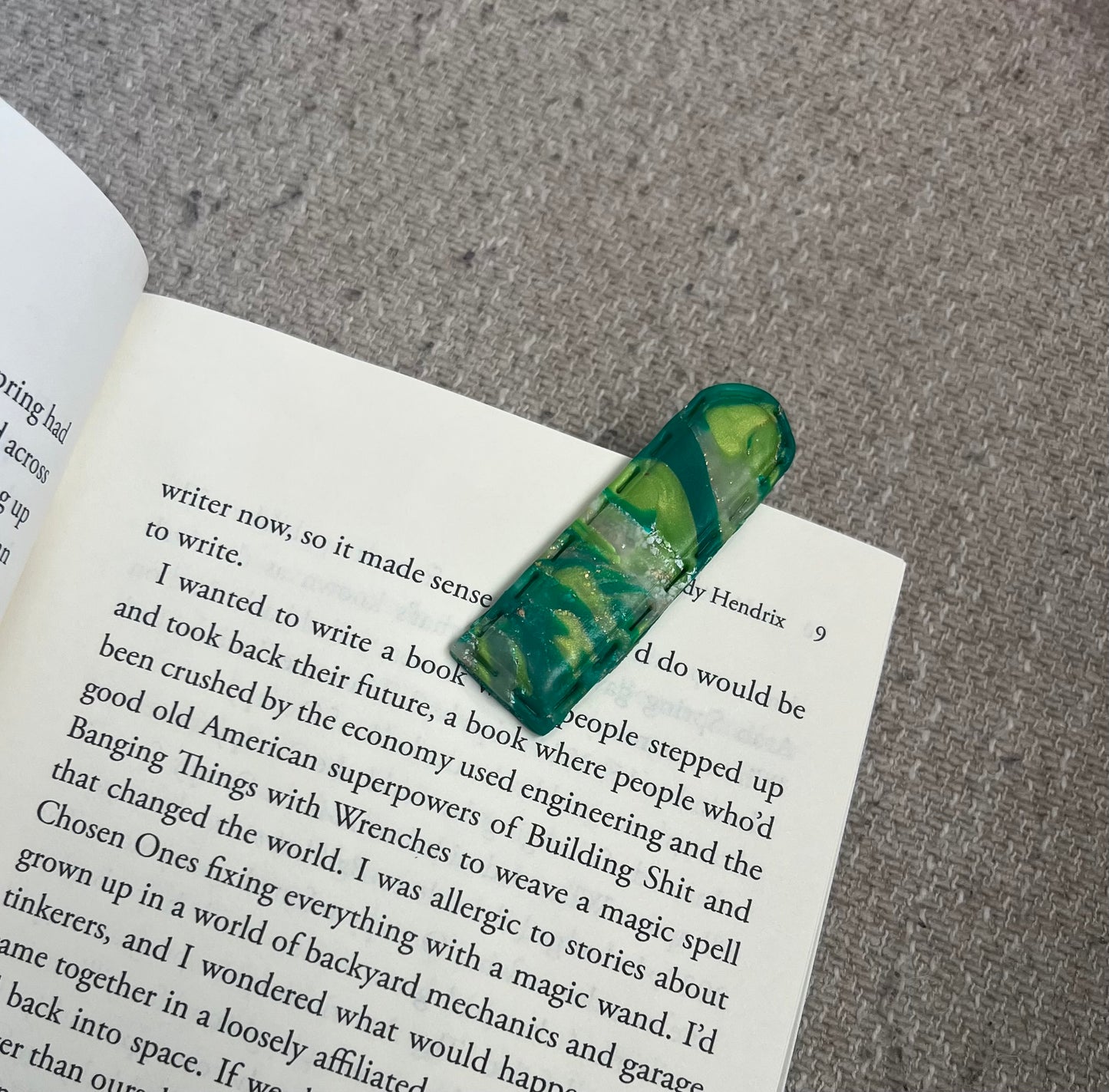 Green Marble Bookmark